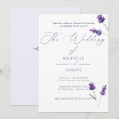 Lavendel Bliss Elegante Waterverf bruiloft Aankondiging (Voorkant / Achterkant)