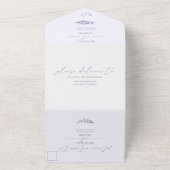 Lavendel Bliss Elegante Waterverf bruiloft All In One Uitnodiging (Buitenkant)