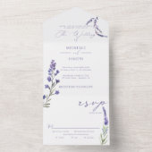 Lavendel Bliss Elegante Waterverf bruiloft All In One Uitnodiging (Binnen)
