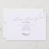 Lavendel Bliss Elegante Waterverf bruiloft RSVP Kaart (Achterkant)
