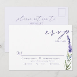 Lavendel Bliss Elegante Waterverf bruiloft RSVP Kaart