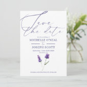 Lavendel Bliss Elegante Waterverf Bruiloft Save The Date (Staand voorkant)