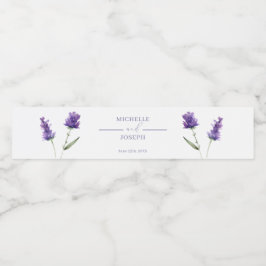 Lavendel Bliss Elegante Waterverf bruiloft Waterfles Etiket