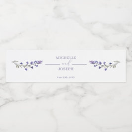 Lavendel Bliss Elegante Waterverf bruiloft Waterfles Etiket