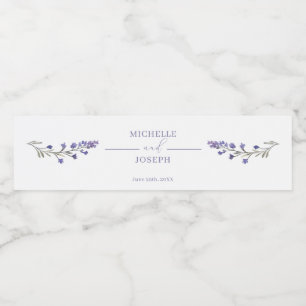 Lavendel Bliss Elegante Waterverf bruiloft Waterfles Etiket
