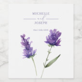 Lavendel Bliss Elegante Waterverf bruiloft Wijn Etiket (Enkel label)