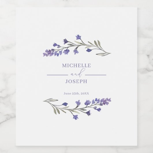 Lavendel Bliss Elegante Waterverf bruiloft Wijn Etiket (Enkel label)