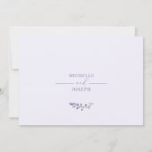 Lavendel Bliss Elegante Waterverf Receptie Kaart (Achterkant)