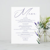 Lavendel Bliss Elegante Waterverf Trouwmenu (Staand voorkant)