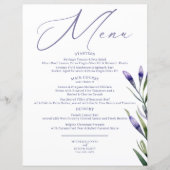 Lavendel Bliss Elegante Waterverf Trouwmenu (Voorkant)