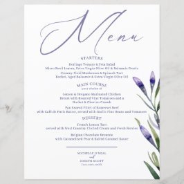 Lavendel Bliss Elegante Waterverf Trouwmenu