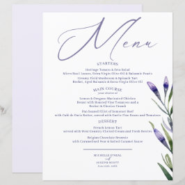 Lavendel Bliss Elegante Waterverf Trouwmenu