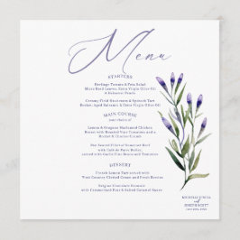Lavendel Bliss Elegante Waterverf Trouwmenu Menu