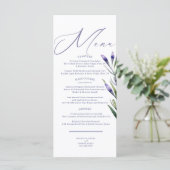 Lavendel Bliss Elegante Waterverf Trouwmenu Menu (Staand voorkant)