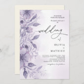 Lavendel bloei bruiloft kaart (Voorkant / Achterkant)