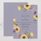 Lavendel Bloeiende Bruiloft Kaart (Voorkant / Achterkant)