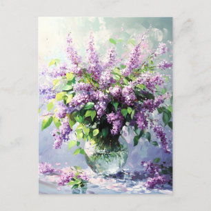 Lavendel Bloeiende Sering Boeket Aankondigingskaart