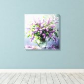 Lavendel Bloeiende Sering Boeket Canvas Afdruk (Insitu (Houten vloer))