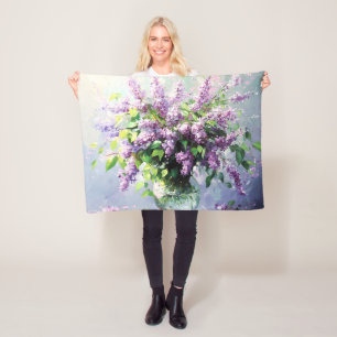 Lavendel Bloeiende Sering Boeket Fleece Deken