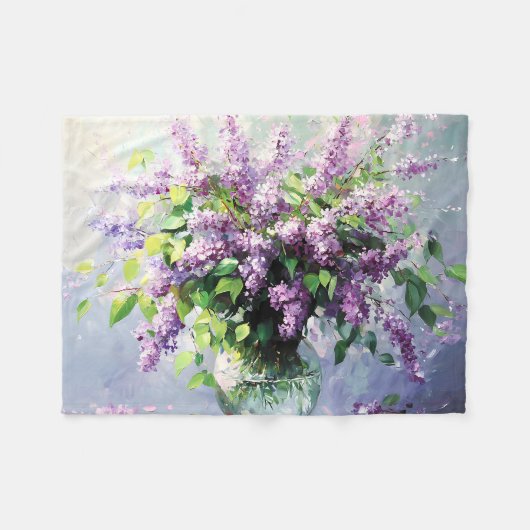 Lavendel Bloeiende Sering Boeket Fleece Deken (Voorkant (Horizontaal))