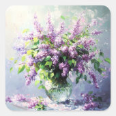 Lavendel Bloeiende Sering Boeket Vierkante Sticker (Voorkant)