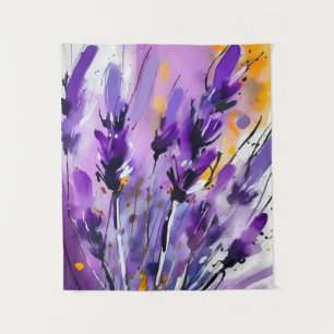 Lavendel Bloem Abstracte Kunst Bloemen Kleurrijk Wandkleed