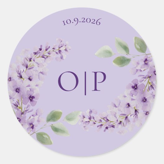 Lavendel Bloem Aquarel Ronde Sticker (Voorkant)