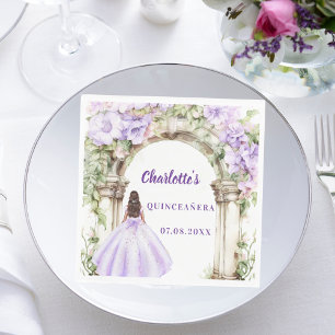 Lavendel bloem boog jurk Quinceanera lunch Servet