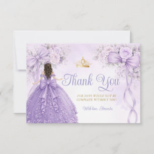Lavendel Bloem Boog Lint Meisje Quinceañera Kroon Bedankkaart