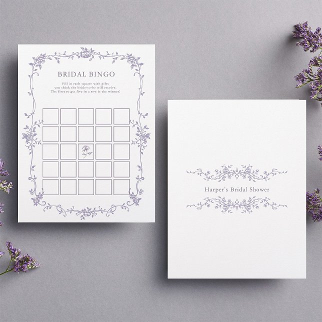 Lavendel Bloem 'Bruidsbingo' Bruiloft Spel (Front & Back
)