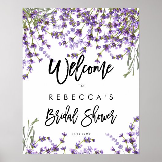 Lavendel bloem bruiloft feest welkom bord poster (Voorkant)