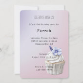 Lavendel Bloem Cupcake Verjaardag Kaart (Voorkant)