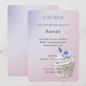 Lavendel Bloem Cupcake Verjaardag Kaart (Voorkant / Achterkant)