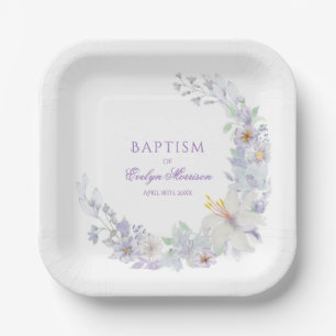 Lavendel Bloem Doop Papieren Borden Bordje