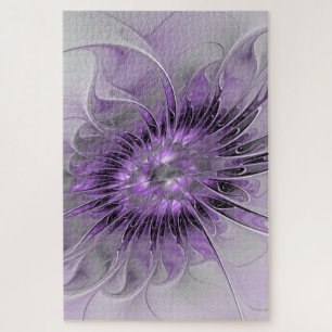 Lavendel Bloem Droom Modern Abstract Fractale Kuns Legpuzzel