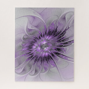 Lavendel Bloem Droom Modern Abstract Fractale Kuns Legpuzzel