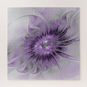 Lavendel Bloem Droom Modern Abstract Fractale Kuns Legpuzzel