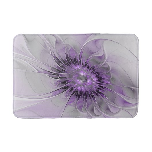 Lavendel Bloem Droom Modern Abstracte Fractale Kun Badmat (Voorkant)