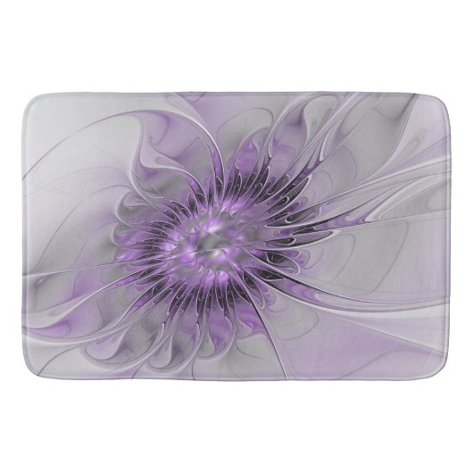 Lavendel Bloem Droom Modern Abstracte Fractale Kun Badmat (Voorkant)
