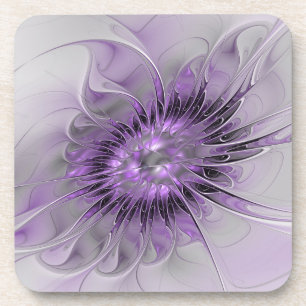 Lavendel Bloem Droom Modern Abstracte Fractale Kun Bier Onderzetter