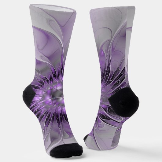 Lavendel Bloem Droom Modern Abstracte Fractale Kun Sokken (Gebogen)