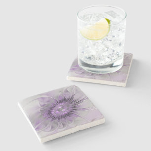 Lavendel Bloem Droom Modern Abstracte Fractale Kun Stenen Onderzetter