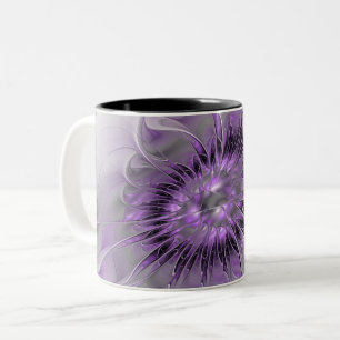 Lavendel Bloem Droom Modern Abstracte Fractale Kun Tweekleurige Koffiemok
