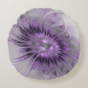 Lavendel Bloem Droom Moderne Abstracte Fractale Ku Rond Kussen