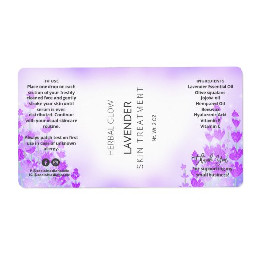 Lavendel bloem druppelaar flesjes labels (Voorkant)