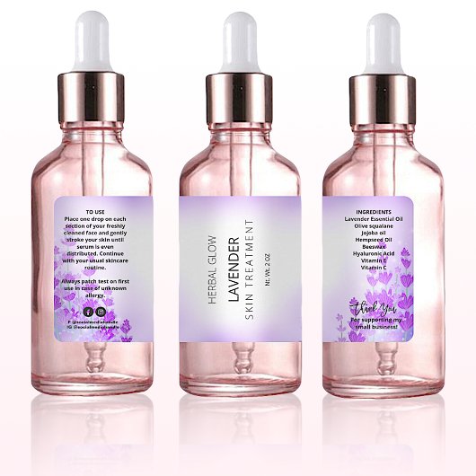 Lavendel bloem druppelaar flesjes labels