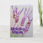Lavendel Bloem en Bijen Waterverf Art Kaart (Voorkant)