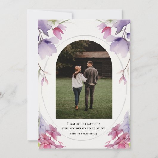 Lavendel Bloem Foto Bijbelvers Trouw Save The Date (Achterkant)