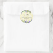 Lavendel Bloem Geel Trouw Bedankt Monogram Ronde Sticker (Tas)
