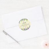Lavendel Bloem Geel Trouw Bedankt Monogram Ronde Sticker (Envelop)